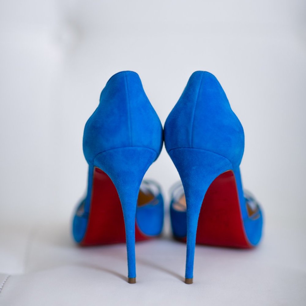 ❤️Christian Louboutin BLUE SUEDE RIRI Pumps💃🏻